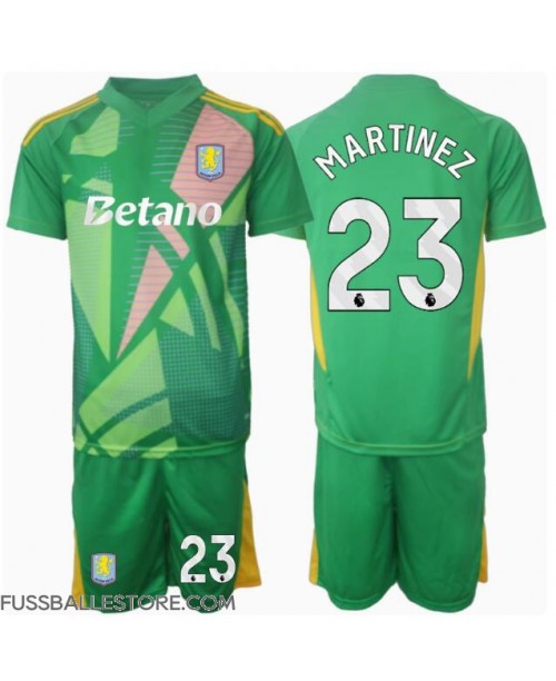 Günstige Aston Villa Emiliano Martinez #23 Torwart Heimtrikotsatz Kinder 2024-25 Kurzarm (+ Kurze Hosen)
